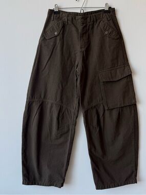 Zara Brown Barrel Leg Cargo Pants